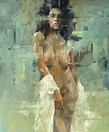 Paul Hooker nz figurative art, nude 2, oil on canvas